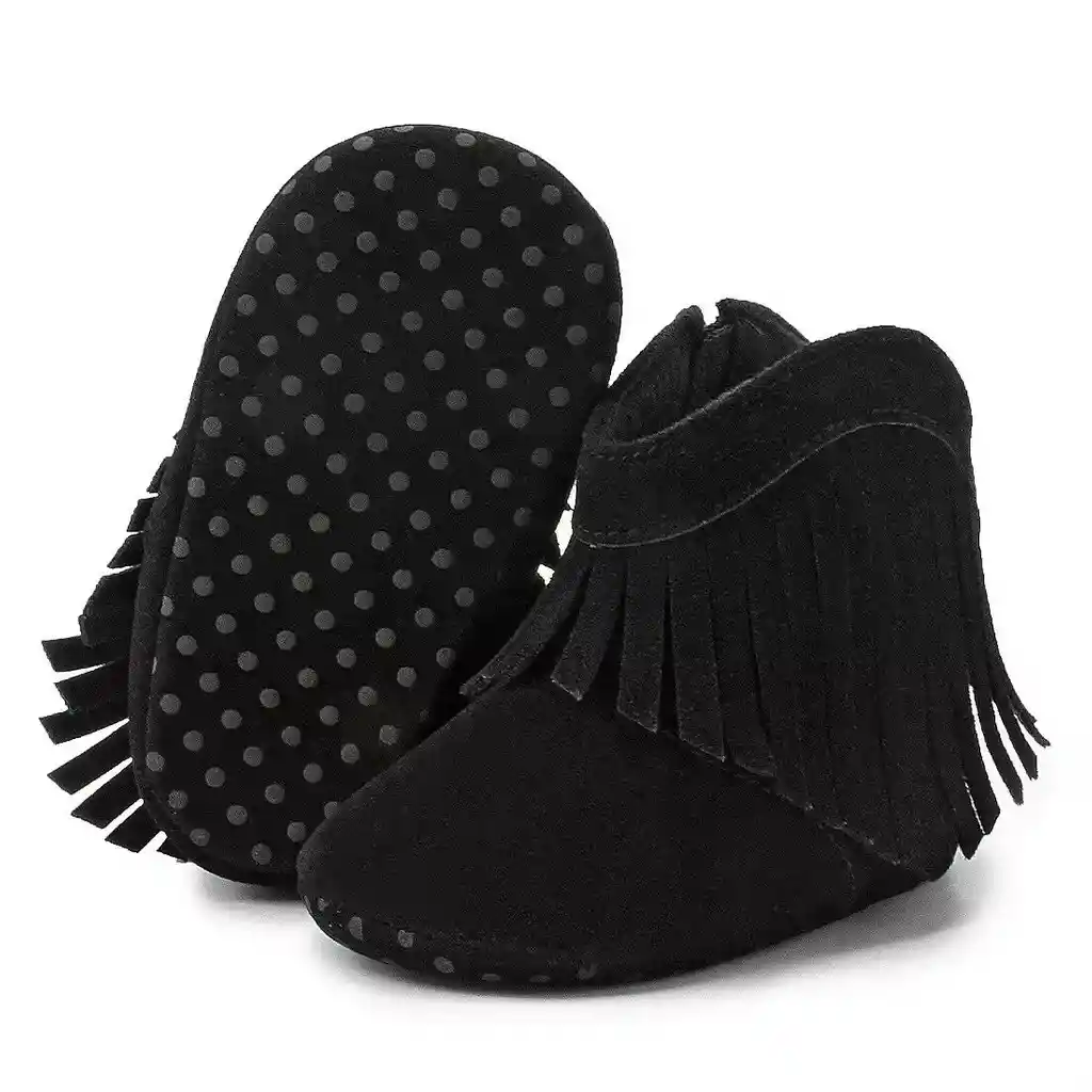 Zapatos Para Bebe Zapaticos Suela Blanda 6-12 M Tipo Vaqueros Negros