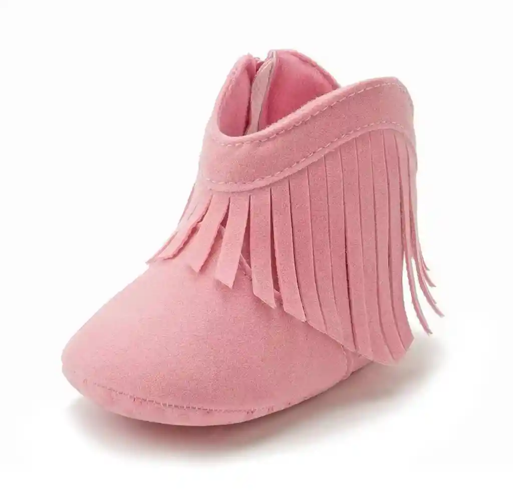 Zapatos Para Bebe Zapaticos Suela Blanda 6-12 M Tipo Vaqueros Rosado