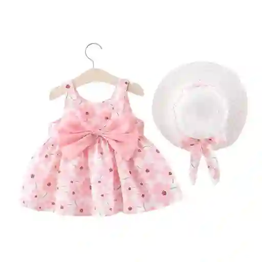 Vestido Para Bebe Niña 2 Piezas Sombrero 9-12 M Entrega Inmediata