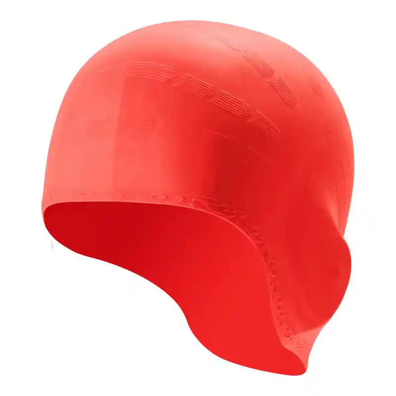 Gorro Natación Silicona Para Adulto Con Orejera - Rojo