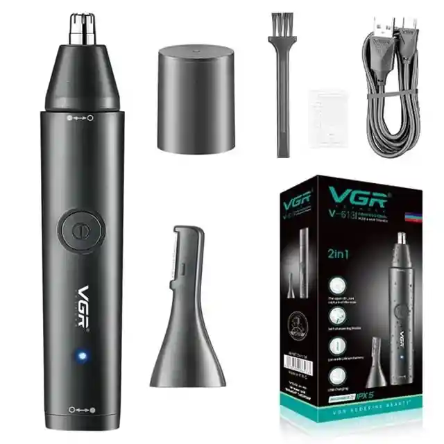 Maquina Profesional Vgr-v613 Cortador Vello De Nariz Y Oidos / 2 En 1 Recargable Impermeable