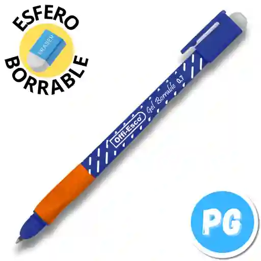 Esfero Offiesco Gel 0.7mm Borrable Azul Rey De Tapa Ref Oe 025