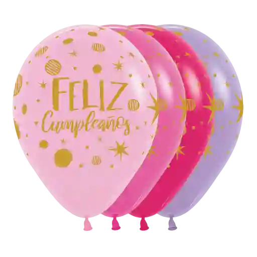 Bombas Globo Biodegradable De Latex Feliz Cumpleaños Fiesta Destellos R12