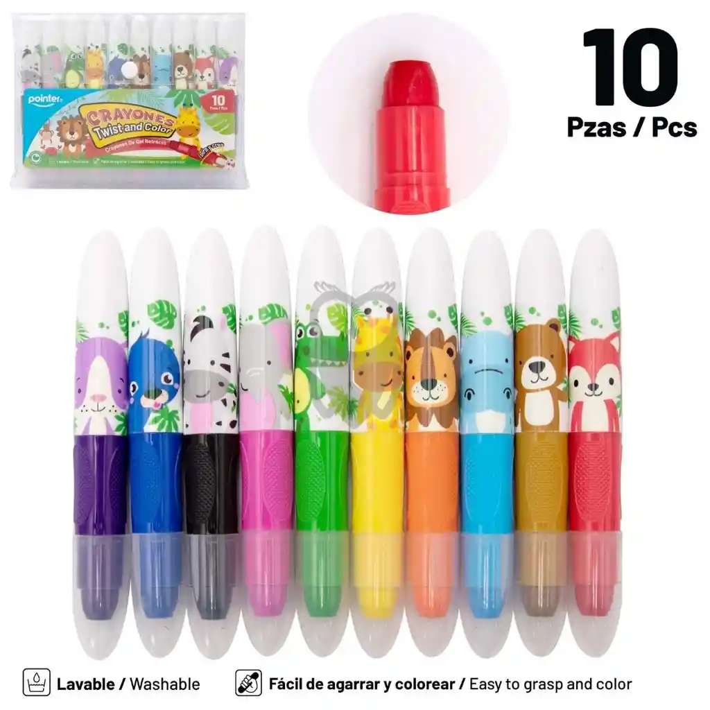 Crayones De Gel Retráctil Gira Y Crea X 10 Pointer