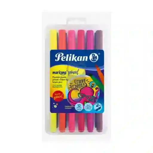 Marcador Lettering Pelikan X 12 Punta Pincel