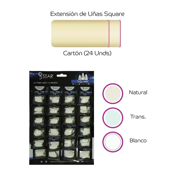 Uñas Extencion Square Carton X 24 Pzas