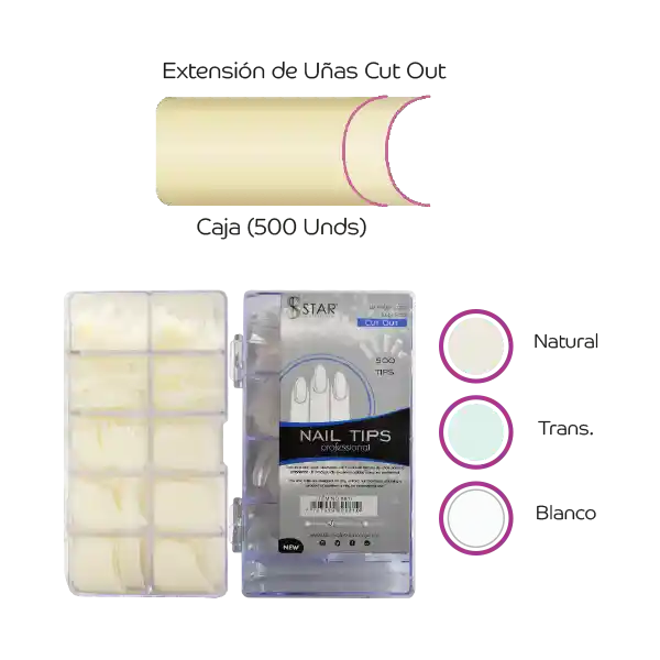 Uñas Extencion Cut Out Cj X 500 Pzas