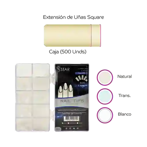 Uñas Extencion Square Cj. X 500 Pzas