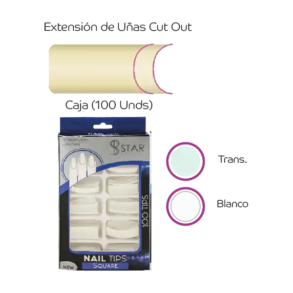 Uñas Extensiones Cut Out Cj X 100 Pzas