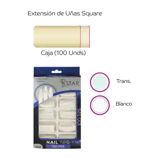 Uñas Extencion Square Cj X 100 Pzas