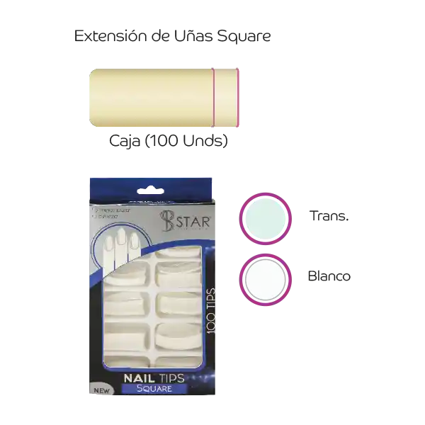 Uñas Extencion Square Cj X 100 Pzas