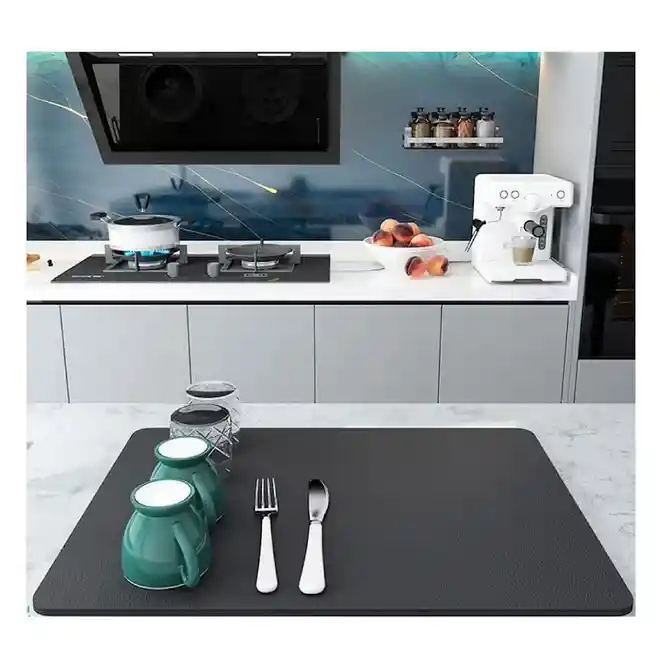 Tapete Absorbente De Agua Para Cocina Baño Negro 60*30 Cm