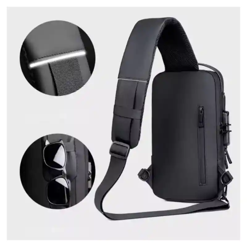 Bolso Canguro De Hombre Antirrobo Impermeable Con Usb