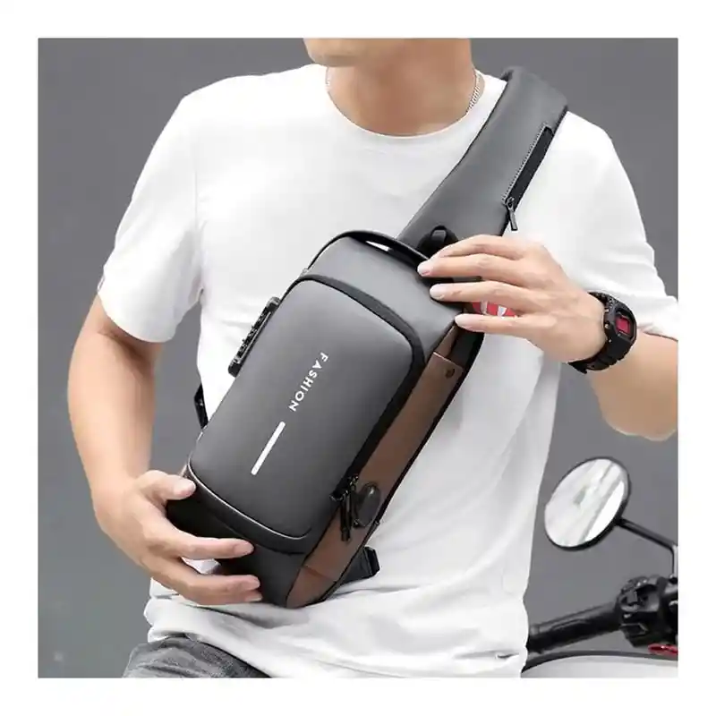 Bolso Canguro De Hombre Antirrobo Impermeable Con Usb