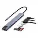 Adaptador Type C A Hdtv 8 En 1 Con Puertos Usb Y Sd