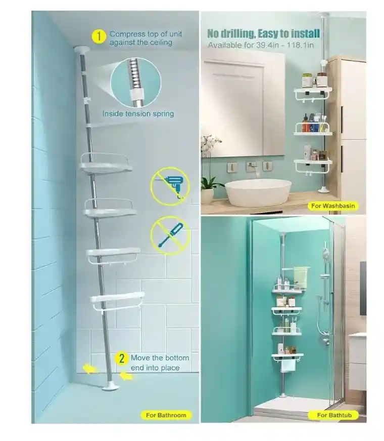 Organizador Esquinero De Baño Y Ducha 3.2 Mts De Altura