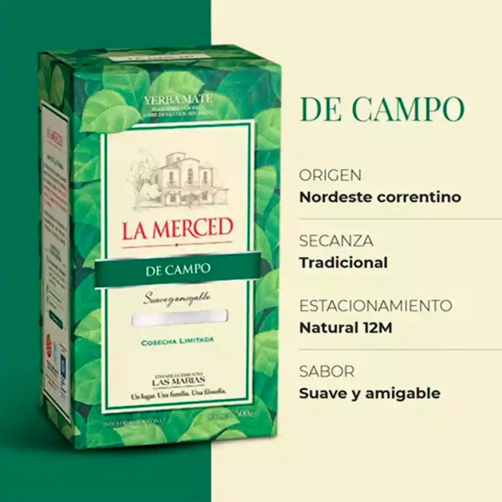 Las Marias Yerba Mate La Merced De Campo Cosecha Limitada Suave Y Amigable 500 G