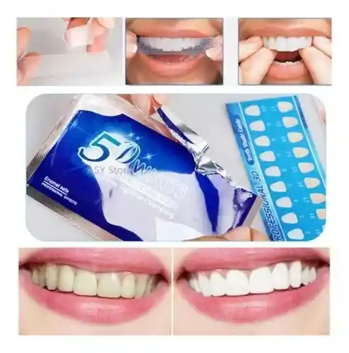 Tiras Blanqueadoras De Dientes 5d - Fácil De Usar Y Seguras (caja X 7 Sobres)