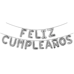 Letrero De Globos Feliz Cumpleaños Plata