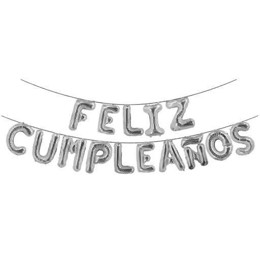 Letrero De Globos Feliz Cumpleaños Plata