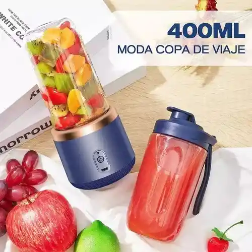 Mini Vaso Licuadora Portatil Usb Recargable Doble Vaso 400ml Batidora