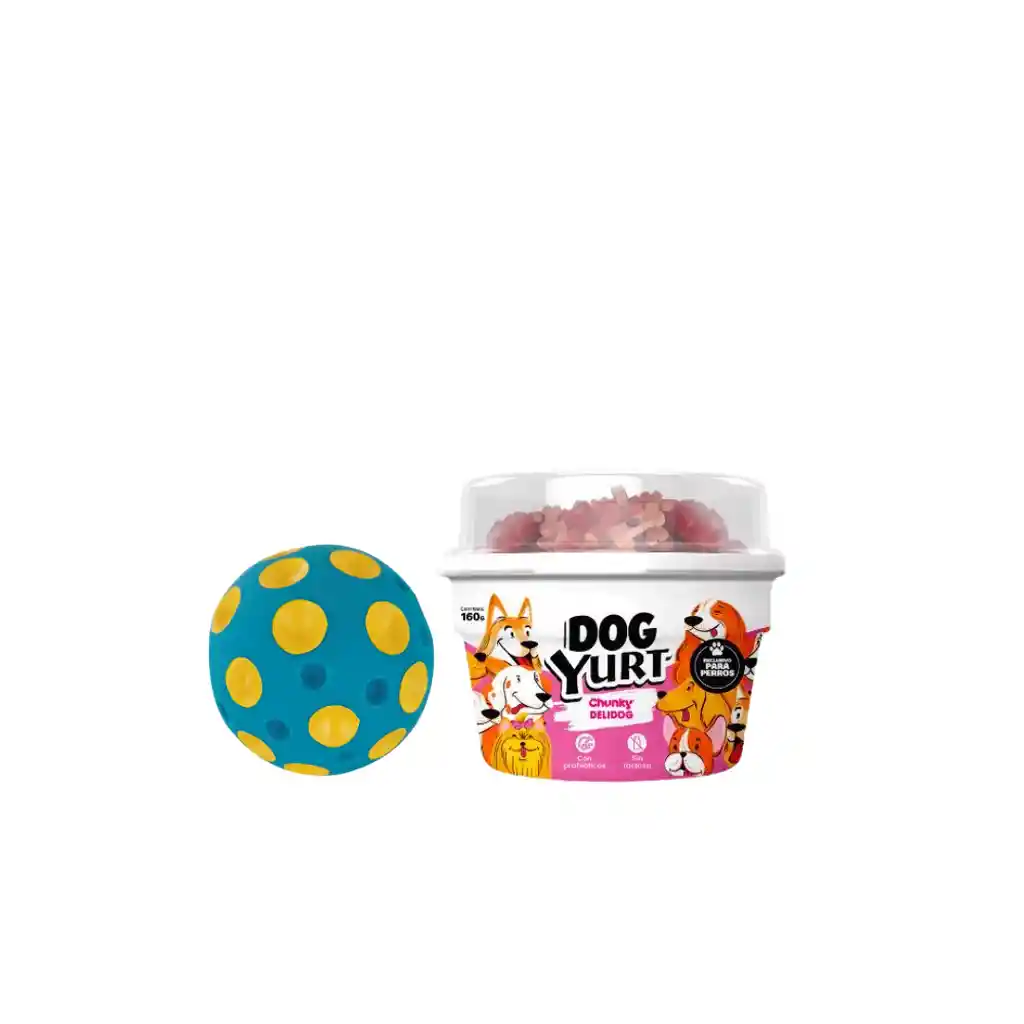 Dog Yurt Rosado + Pelota Big Dog Azul Blanda Con Aroma A Tocineta