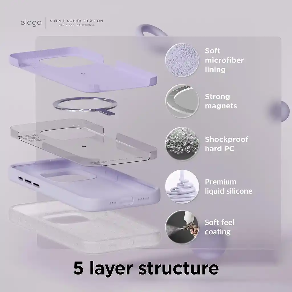 Elago Estuche Para Iphone 15 Pro Magsafe Silicone En Lavanda
