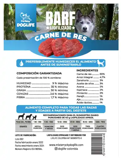 Alimento Para Perros Barf Liofilizado Carne De Res En Polvo