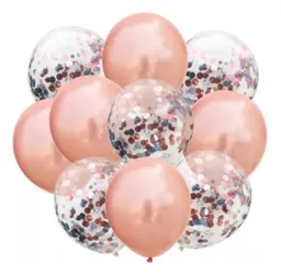 Set Globos Cromado R12 + Globos Con Confeti R 12