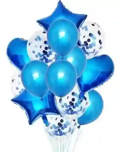 Bouquet Decorativo De Globos Azul X14