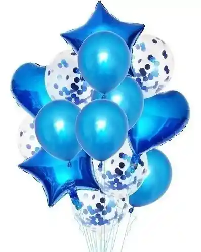 Bouquet Decorativo De Globos Azul X14