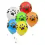 Globo Latex Colores Huella De Perro Animales Dog Mascota X12