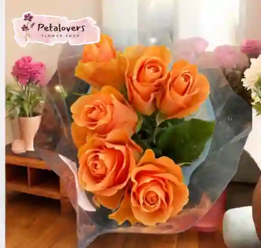 Flores Dia De La Mujer De 6 Rosas Naranjas