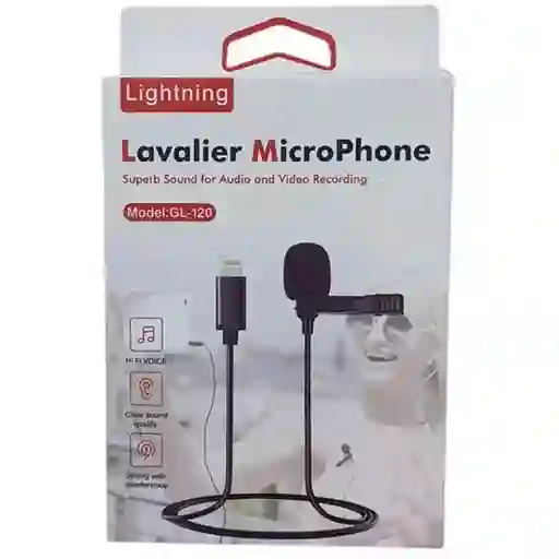 Micrófono Solapa Ios Iphone Gl-120 Sonido Externo/ Negro /+ Clip