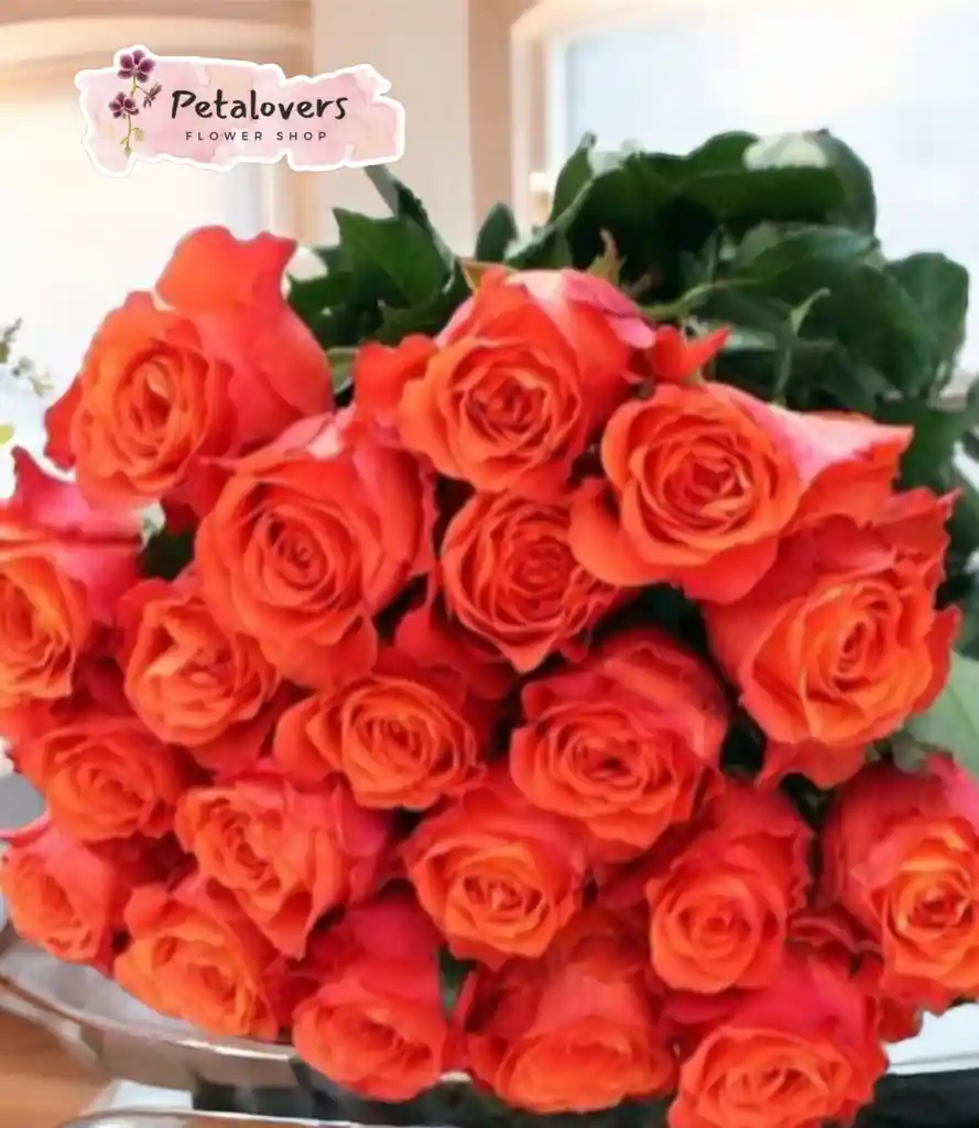 Flores Ramo San Valentin Bouquet Rosas Naranjas