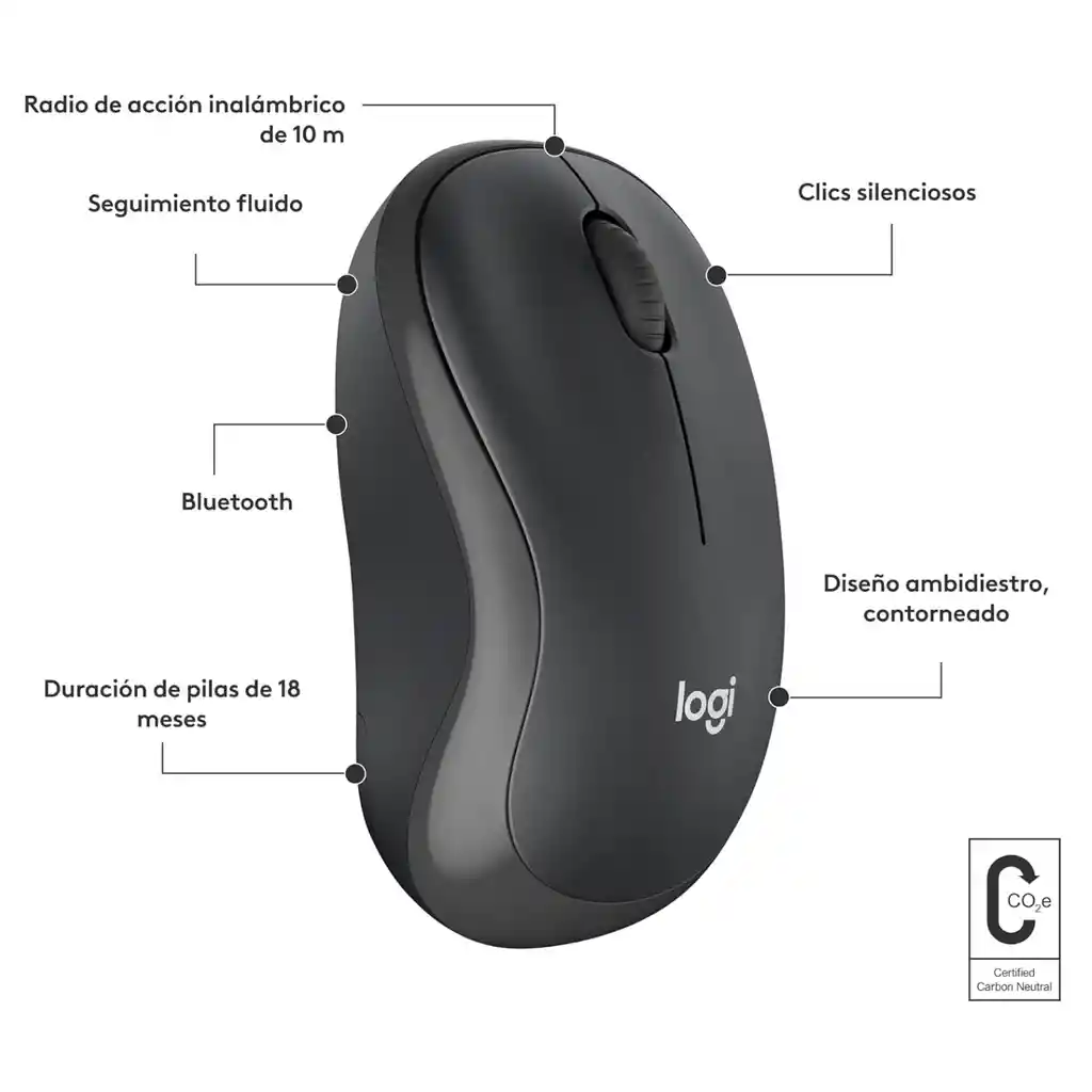 Mouse Inalambrico Bluetooth Logitech M240 | 18 Meses Bateria