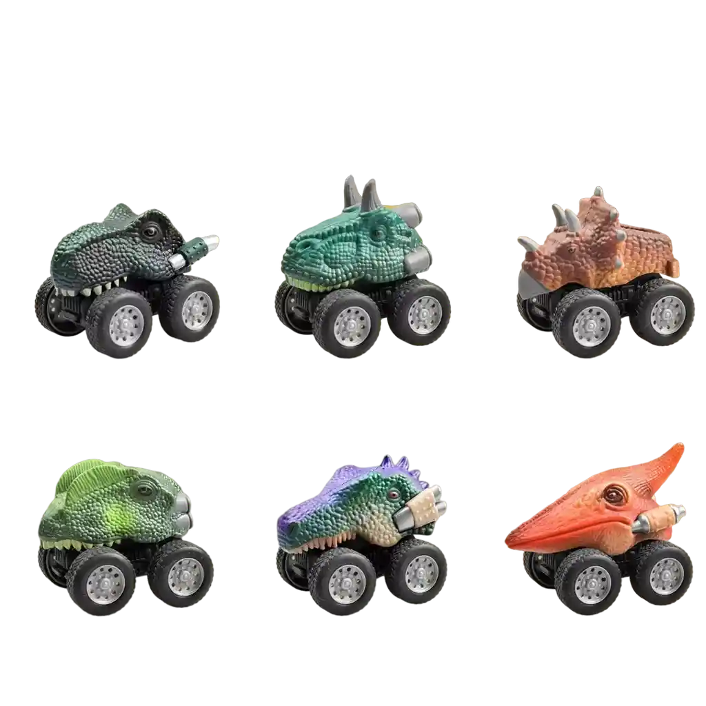 Set X6 Colección Carros Dinosaurio Juguetes Impulso 7cm Niño