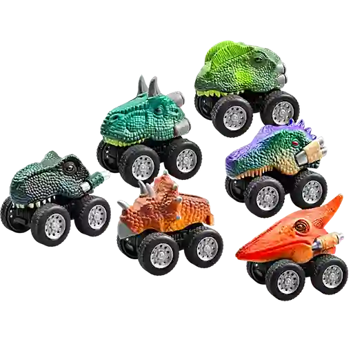 Set X6 Colección Carros Dinosaurio Juguetes Impulso 7cm Niño