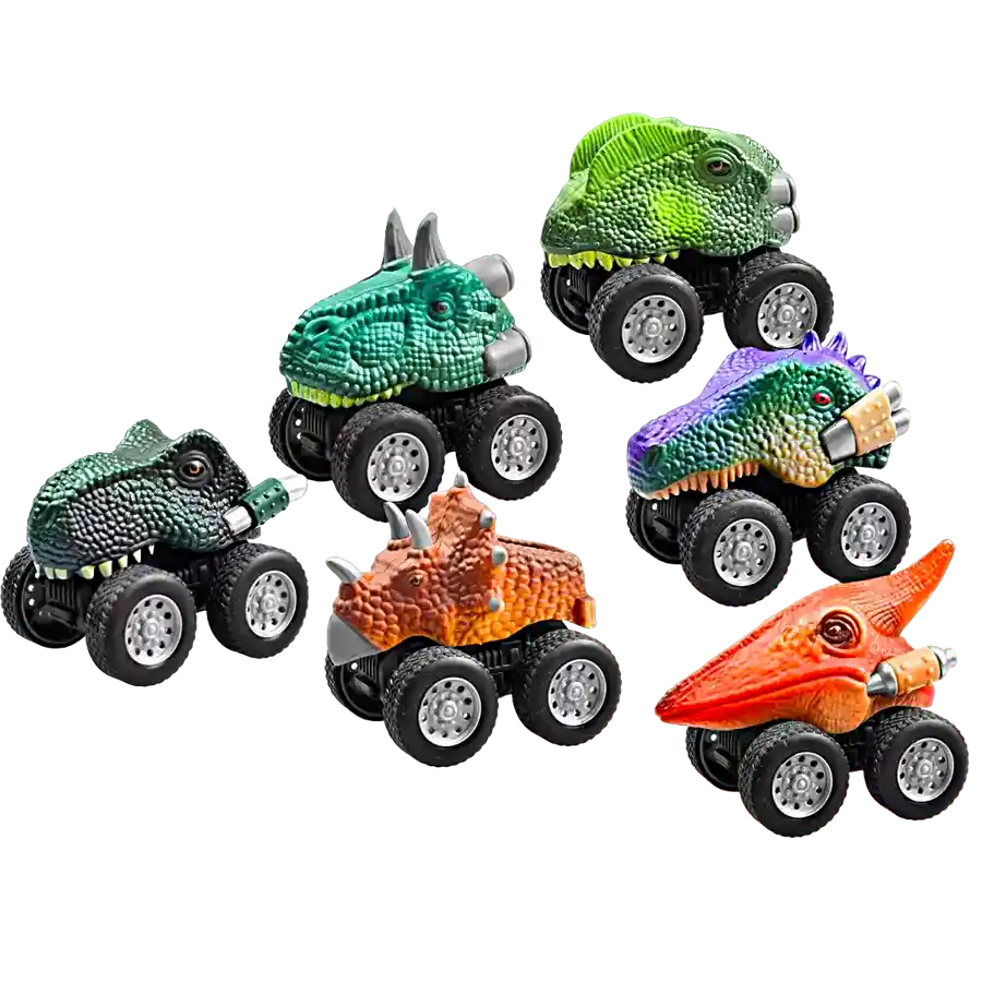 Set X6 Colección Carros Dinosaurio Juguetes Impulso 7cm Niño