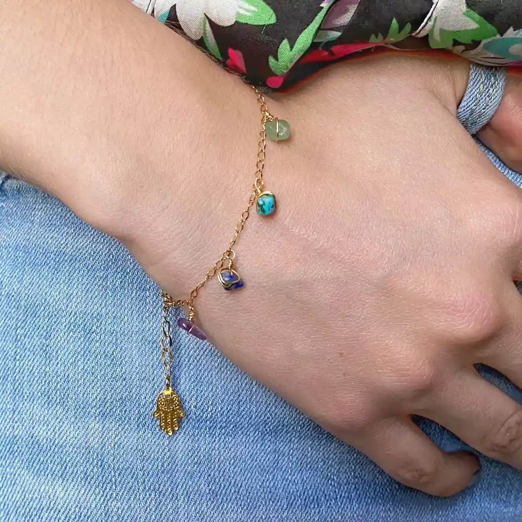 Pulsera 7 Chakras En Acero Y Cuarzos