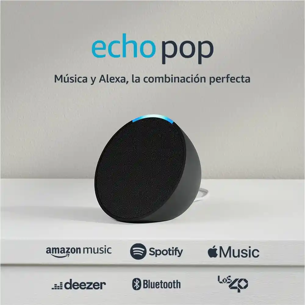 Amazon Echo Pop Altavoz Inteligente Bluetooth Con Alexa Sonido Potente Negro