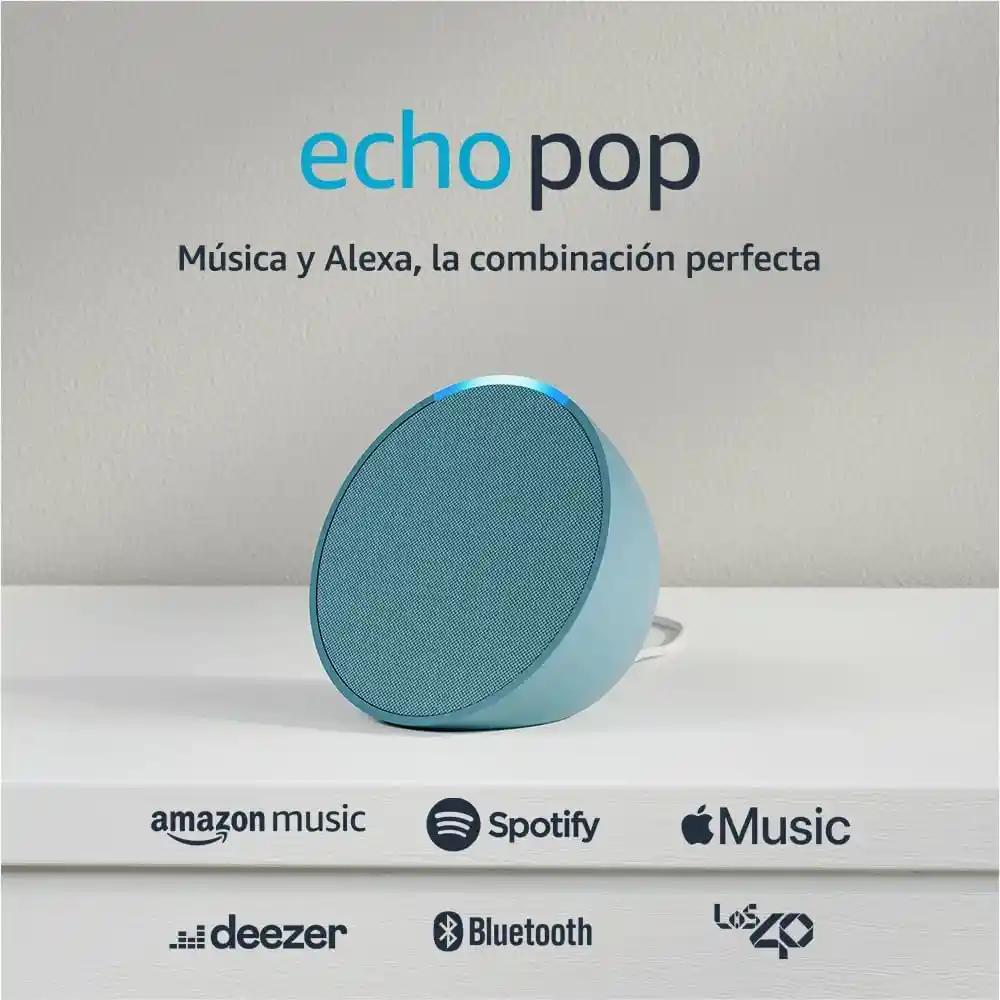 Amazon Echo Pop Altavoz Inteligente Bluetooth Con Alexa Sonido Potente Verde Azulado