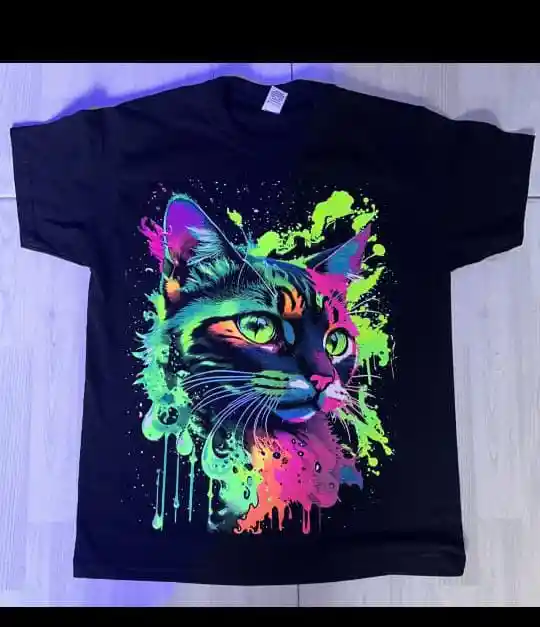 Casmiseta Neon/ Adulto /talla L / Gato Color