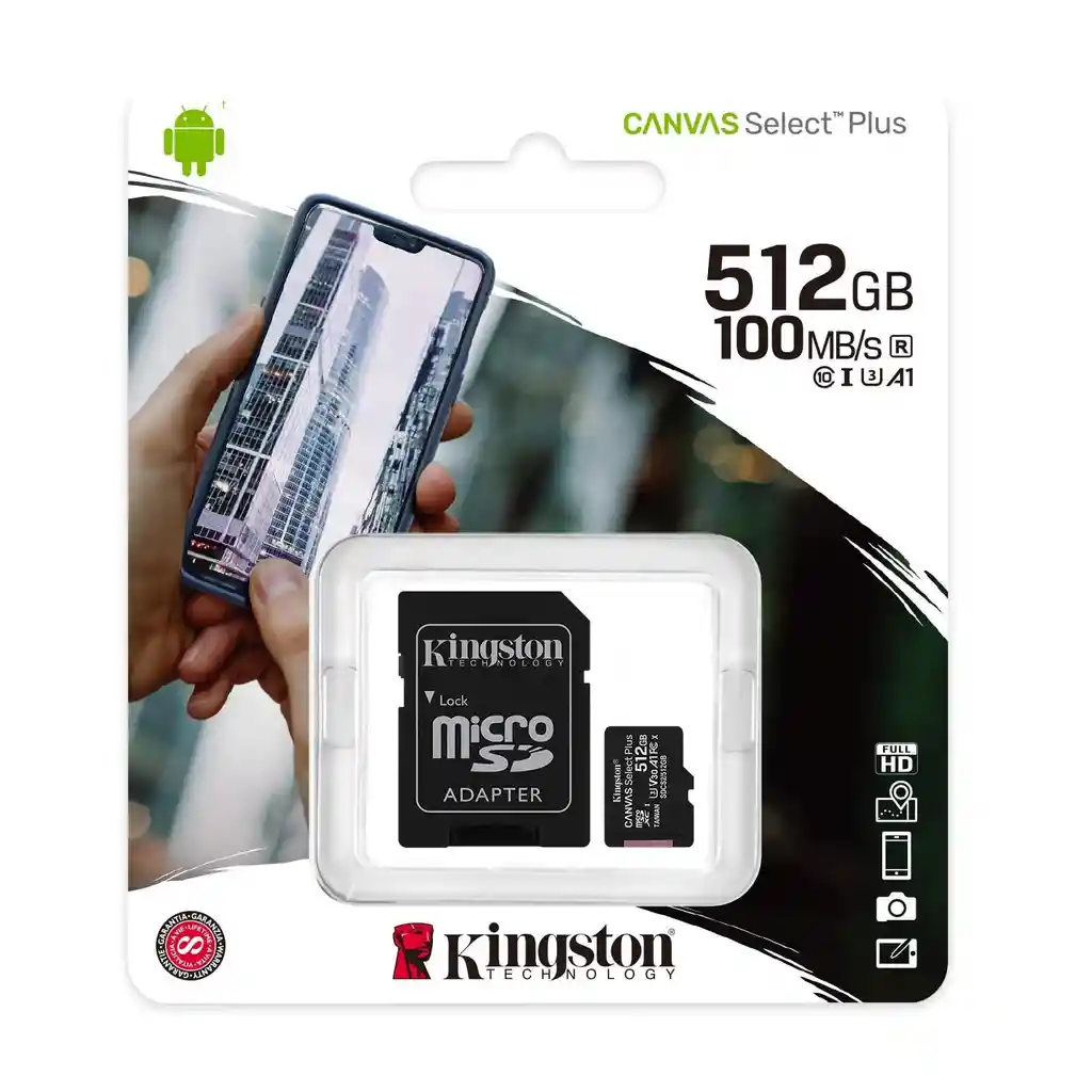 Memoria Micro Sd Kingston 512 Gb Canvas Select Plus Clase 10