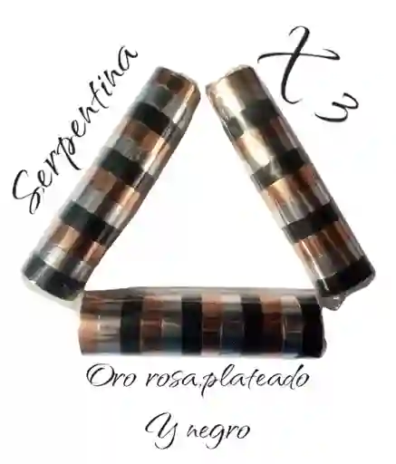 Serpentina Metalizada Negro, Plateado Y Oro Rosa X 3 Unidades