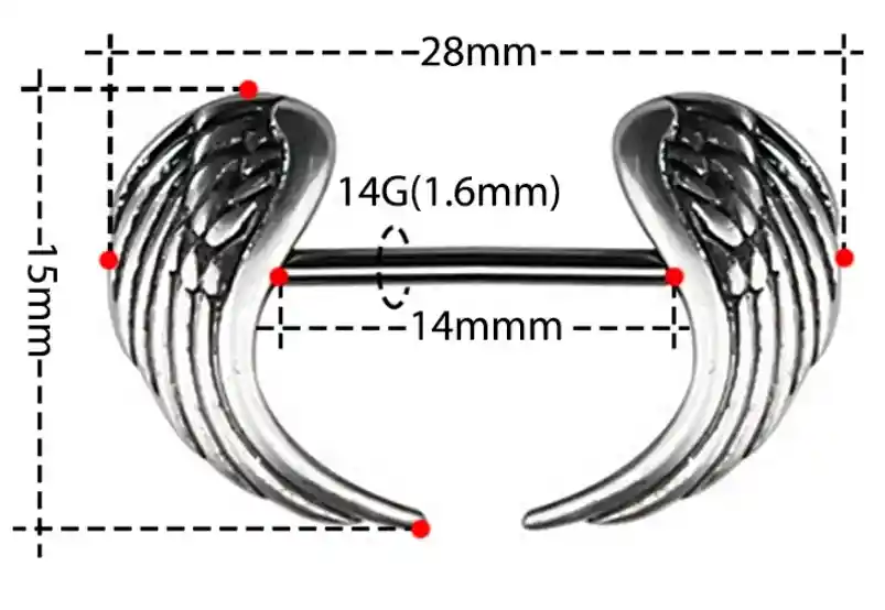 Piercing Pezón X2 - Diseño De Alas