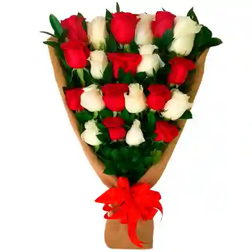 Ramo Rosas Blancas Y Rojas Ecologico Cumpleaños Amor Feliz Dia De La Salud Mental