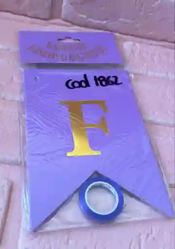 Letrero Feliz Cumpleaños Lila Liso Banderin Feliz Cumpleaños