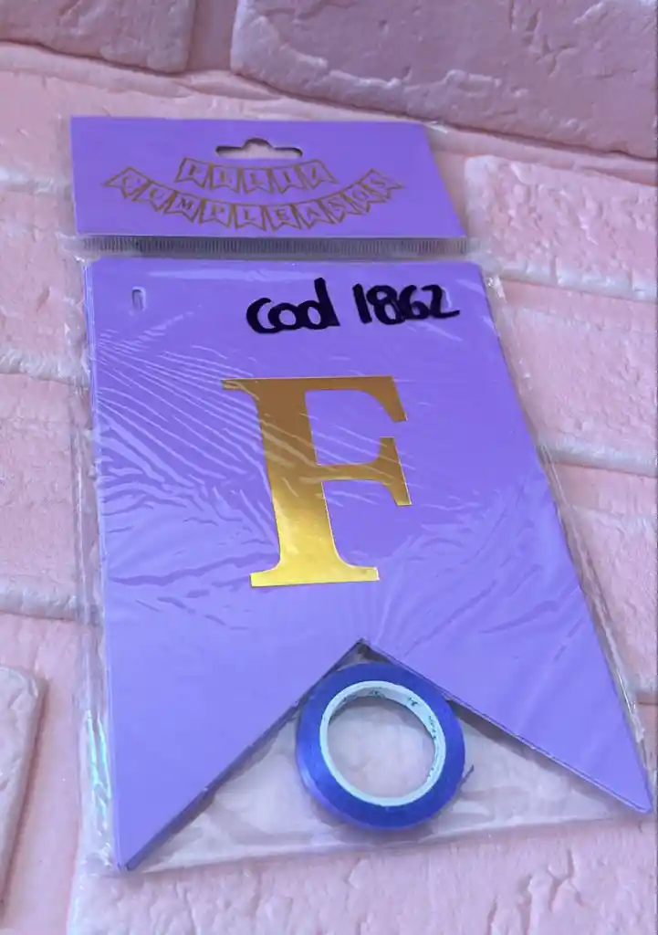 Letrero Feliz Cumpleaños Lila Liso Banderin Feliz Cumpleaños