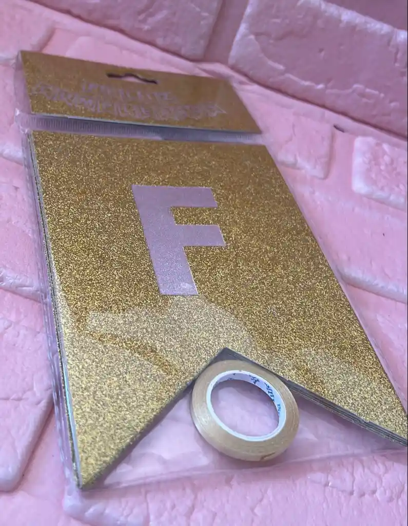 Letrero Feliz Cumpleaños Dorado Escarchado Banderin Feliz Cumpleaños